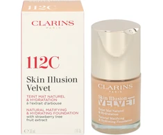 „Clarins Skin Illusion Velvet Matte Natural Finish“ skystas makiažo pagrindas, 112C Amber, 30 ml