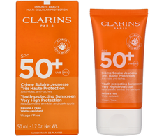 Clarins Youth-Protecting Sunscreen Very High Protection SPF 50+ apsauginis veido kremas nuo saulės, 50 ml