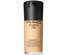 Matinis makiažo pagrindas MAC Studio Fix Fluid SPF 15 24HR Matte Foundation + Oil Control, spalva: NC15, 30 ml
