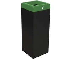 Metalinė šiukšliadėžė, 45 l, juoda, žaliu atviru plastikiniu dangteliu