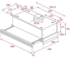 Teka CNL 6415 PLUS, 60 cm ištraukiamas gartraukis su ECOPOWER varikliu ir 5+1 greičiais, balta