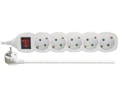 Emos Ilgiklis 5 lizdų 5m su įžeminimu, su jungikliu 3x1.5 mm² baltas