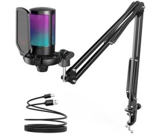 Mikrofonas FIFINE A6T kardioidinis laidinis mikrofonas su RGB + laikiklis