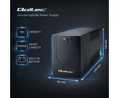 QOLTEC 53774 nepertraukiamo maitinimo linijos interaktyvus monolitas 1000VA 600W (Atnaujinta)