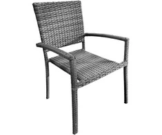 Lauko baldų komplektas NOVELLY HOME, iš plieno, ratano, grūdinto stiklo, spl. tamsiai pilka, 4 vnt. kėdė 550x590x860 mm, 1 vnt. stalas 900x9