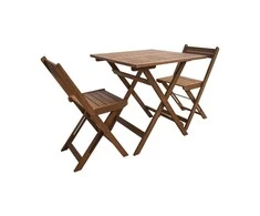 Lauko baldų komplektas NOVELLY HOME, stalas 60x60x75cm, 2 kėdės 42x45x77cm, akacijos mediena, natūralios sp., AG-050
