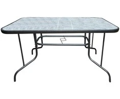 Lauko baldų komplektas Stalas stačiakampis NOVELLY HOME 90x150x70 cm, plienas, grūdintas stiklas, SC-089