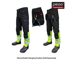 Darbo kelnės Pesso iš Canvas audinio, juodos su geltona