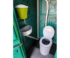 Plastikinis durpinis lauko tualetas TOYPEK DuoComfort žalias, Spalva: TIK KABINA - lygios grindys