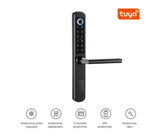 Digitalas Išmanioji durų spyna DIGI A210 Tuya (juoda) su pirštų atspaudų skaitytuvu, 6085 užraktu ir WiFi