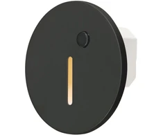 Tope Lighting Įmontuojamas apvalus juodas LED laiptų šviestuvas su dienos šviesos ir IR sensoriumi "PORTOSENS" 1,5W (LI)