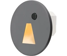 Tope Lighting Įmontuojamas apvalus pilkas LED laiptų šviestuvas su dienos šviesos ir IR sensoriumi "PORTOSENS" 1,5W (LA)