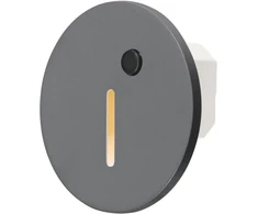 Tope Lighting Įmontuojamas apvalus pilkas LED laiptų šviestuvas su dienos šviesos ir IR sensoriumi "PORTOSENS" 1,5W (LI)