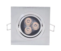 Įmontuojamas kvadratinis metalinis LED šviestuvas "LENS" 3W