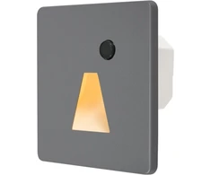 Tope Lighting Įmontuojamas kvadratinis pilkas LED laiptų šviestuvas su dienos šviesos ir IR sensoriumi "PORTOSENS" 1,5W (LA)