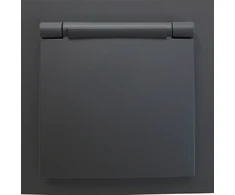 Tope Lighting Juodas kištukinis lizdas su dangteliu IP44 "BORA (su įžeminimu, be rėmelio)