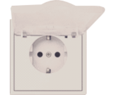 Tope Lighting Kreminis kištukinis lizdas su dangteliu IP44 "BORA" (su įžeminimu, be rėmelio)