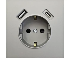Tope Lighting Pilkas kištukinis lizdas su USB + TYPE C "BORA (su įžeminimu, be rėmelio)