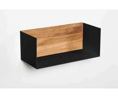 Sieninė lentynėlė 50cm, natūralaus aliejuoto ąžuolo nugarėlė, juoda