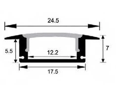 LED profilis su skaidriu sklaidytuvu, įleidžiamas P024 2000x24.5(17.5)x7mm