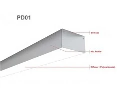 LED profilis su sklaidytuvu PD01 2000x54x34 mm