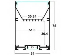 LED profilis su sklaidytuvu PD03 2000x54x75 mm