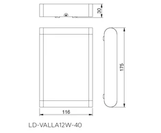 LED sieninis šviestuvas VALLA 12W, 4000K, Juodas