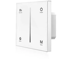 Lietimui jautrus šviesos intensyvumo reguliatorius, baltas, valdymas TRIAC + RF 2.4GHz, 1 kanalo išėjimas.
