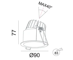 Lubinis šviestuvas FULL Įleidžiamas reguliuojamas LED šviestuvas ANGELO R1031, 10W, 3000K, 36°, garantija 10 metų