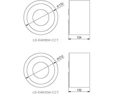 Lubinis šviestuvas LED šviestuvas paviršinis KARIS CCT, 18W, 25W, keičiama šviesos spalva (3000/4000/6500K), IP44 - 18w