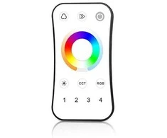 RGB+CCT LED juostų valdymo sistemos nuotolinis pultas, 4 zonos, baltas