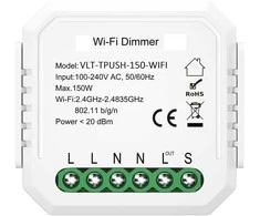 TRIAC dimeris, 230VAC, 150W, PUSH DIM, Wi-Fi DIM