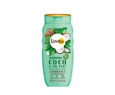 LOVEA DRĖKINAMASIS ŠAMPŪNAS SU KOKOSŲ ALIEJUMI IR ŽALIA ARBATA, 250 ml