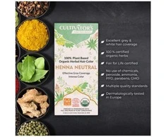 Augaliniai bespalviai plaukų dažai - kondicionierius Neutral Henna, Cultivator's, 100g