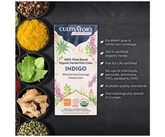 Augaliniai melsvos spalvos plaukų dažai Indigo, Cultivator's, 100g