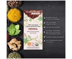 Augaliniai rausvos spalvos plaukų dažai Henna, Cultivator's, 100g