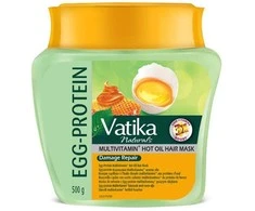 Kiaušinių baltymų ir karšto aliejaus plaukų kaukė Multivitamin, Dabur Vatika, 500g