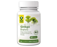 Maisto papildas Ginkgo-Brahmi - Chlorella, Raab Vitalfood, 60 kapsulių