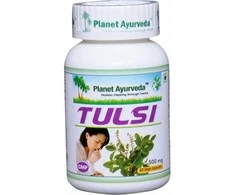 Ayumi Naturals Siauralapis bazilikas Tulsi, Planet Ayurveda, 60 kapsulių