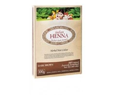 Pagaminta Indijoje pagal Elfam Herbalshop SIA, Latvija užsakymą Natūralūs tamsiai rudi plaukų dažai Dark Brown, Indian Henna, 100g