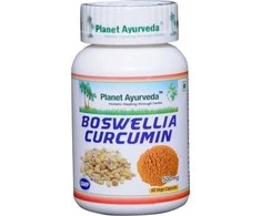 Ayumi Naturals Pluoštinė bosvelija ir ciberžolė Boswellia Curcumin, ekologiška, Planet Ayurveda, 60 kapsulių