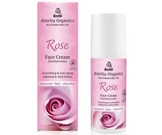 Regeneruojantis ir drėkinantis veido kremas Rose, Amrita Organics, 50 ml