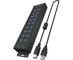 Icy Box Raidsonic | 20-in-1 USB HUB su maitinimo šaltiniu, įjungimo/išjungimo mygtuku ir tvirtinimo laikikliais | IB-HUB1720-U3