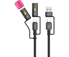 4Smarts 4in1 USB-C Cable Set Explorer 60W 1m juodas