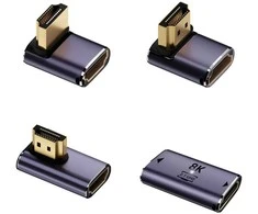 HDMI adapterių rinkinys 4smarts 8K 4 vnt. – aukštyn, žemyn, šoninis, kabelio jungtis, pilkas