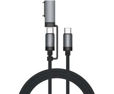 Kabelis USB-C 4smarts Explorer ComboCord 100W 2m su adapteriu MagSafe juodos spalvos