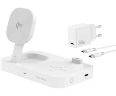 4smarts belaidis įkroviklis QI2 Trident 2in1 + USB-C + laidinis įkroviklis 30W baltos spalvos 540998