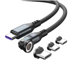 Kabelis 4smarts 540° Magnetic USB-C Kabelis Set GravityCord 240W 1.8m juodos spalvos