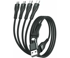 Kabelis USB-C/USB-A 4smarts 4in1 1.2m juodos spalvos