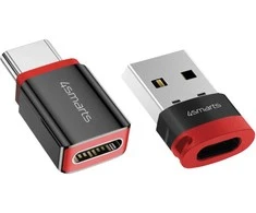 Adapteris 4smarts Data Blocker USB-C to USB-A/USB-C juodas 2vnt
